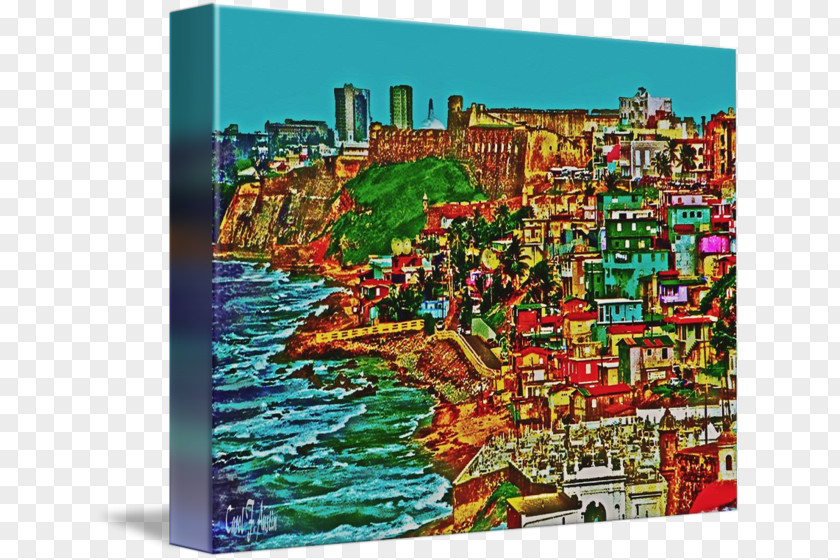 Painting Old San Juan Oil Art Canvas PNG