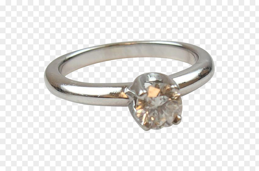 Diamond Solitaire Engagement Ring Białe Złoto PNG