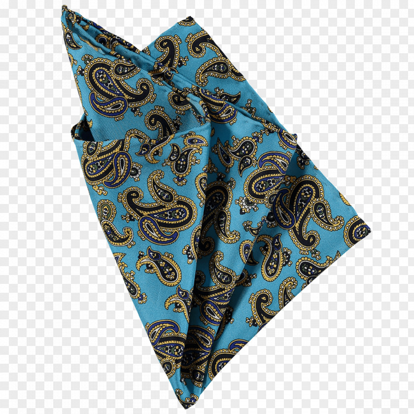Upscale Men's Clothing Accessories Border Texture Paisley Cravat Turquoise Silk Twill PNG