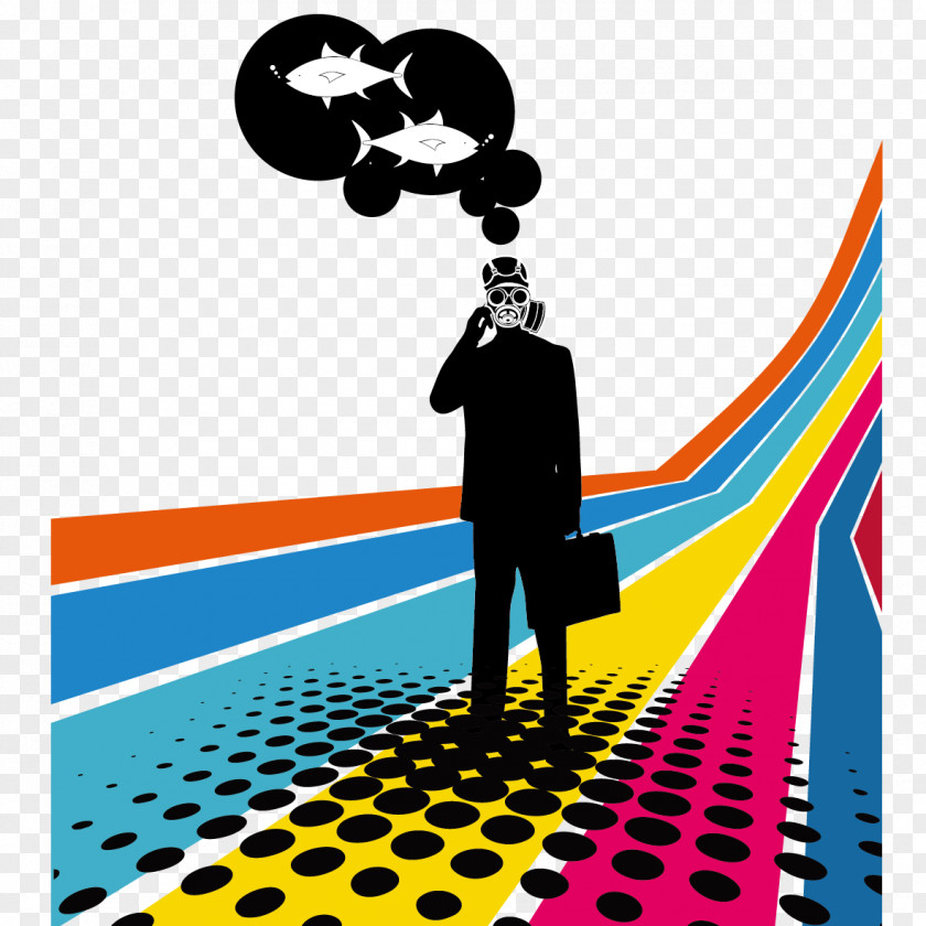 Business People And Color Curves Silhouette Vexel Illustration PNG
