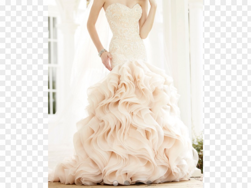 Blush Floral Wedding Dress Neckline Ball Gown PNG