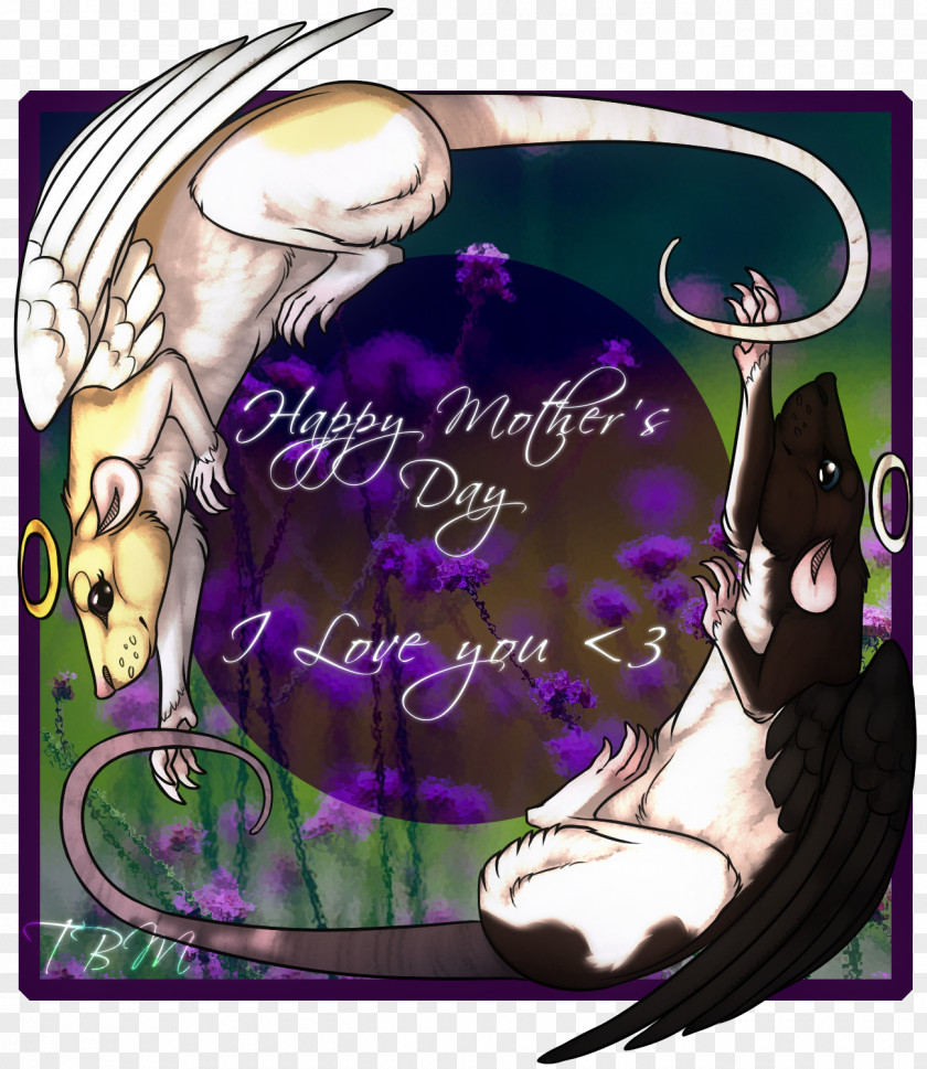 Cards Happy Mother's Day Cartoon Purple Legendary Creature Font PNG