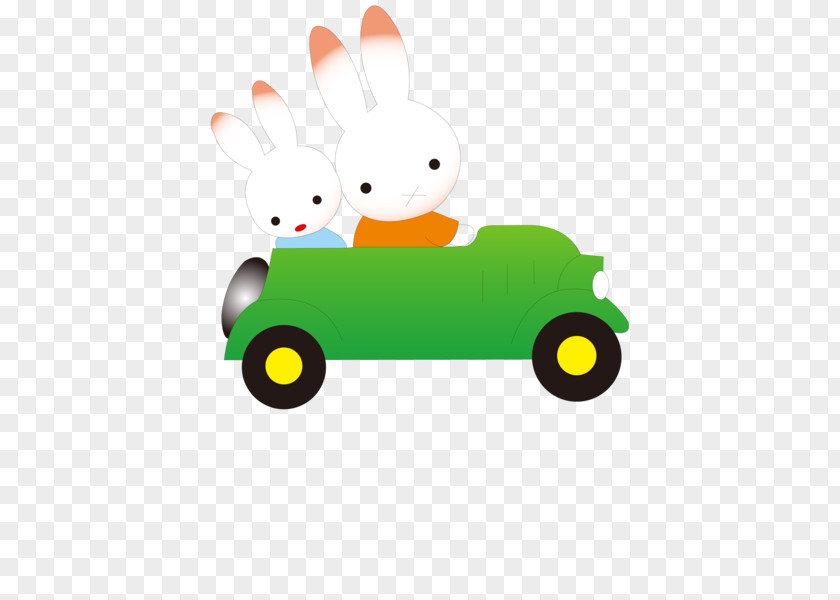 Driving Bunny Cartoon PNG