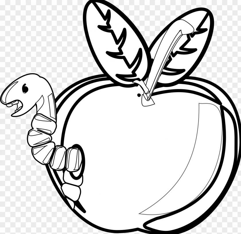 Apple Worm Cliparts Black And White Clip Art PNG