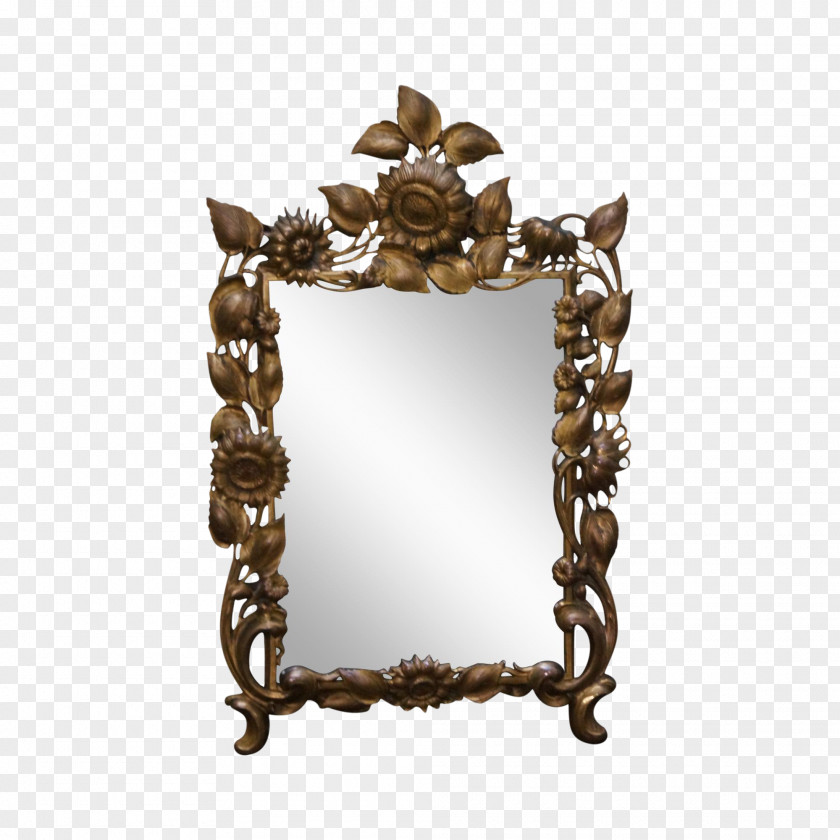 Furniture Rectangle Mirror Brass Bronze Antique Metal PNG