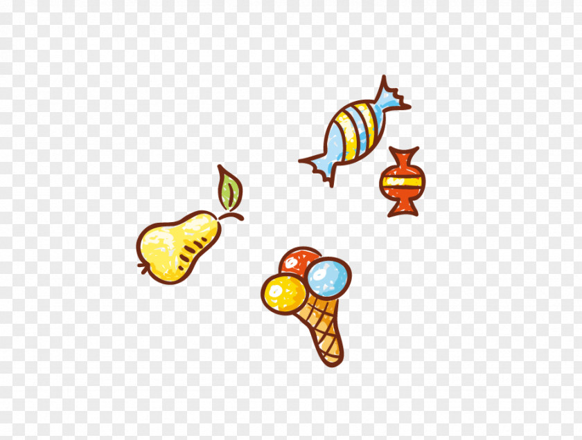 Cartoon Ice Cream And Candy Drawing PNG