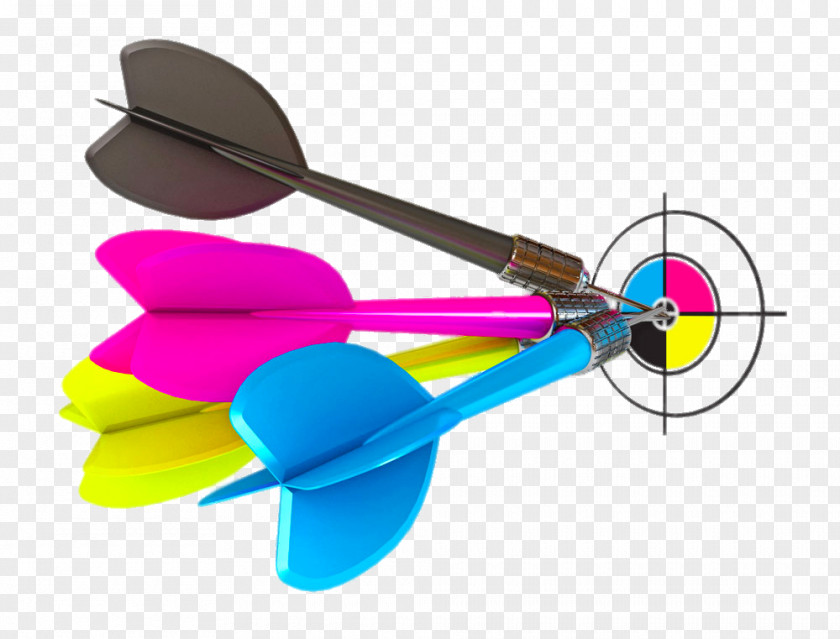 Creative Four-color Darts Paper CMYK Color Model Offset Printing PNG