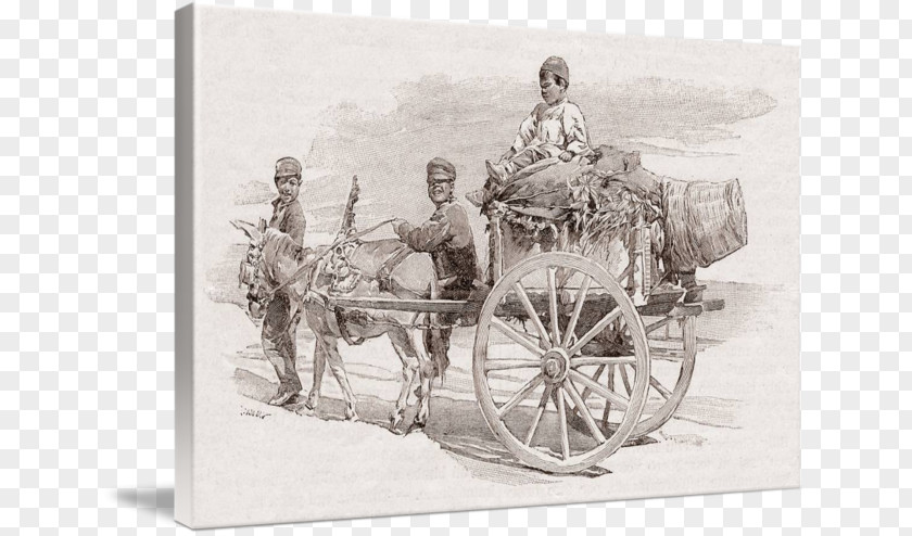 Kids Wagon Mule Horse Drawing Cart PNG