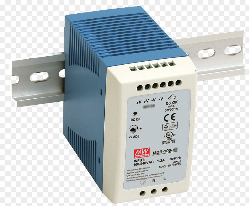 Power Supply DIN Rail Unit MDR-100-24 Mean Well Converters MEAN WELL Enterprises Co., Ltd. PNG