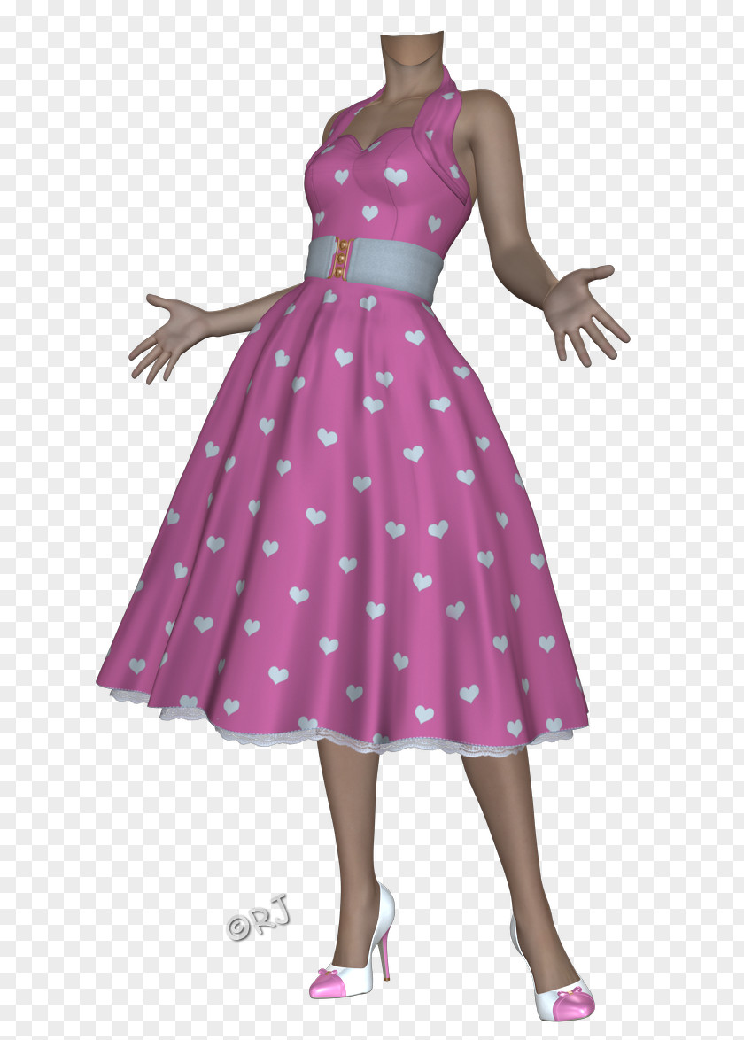 Dress Polka Dot Cocktail Costume Design Gown PNG