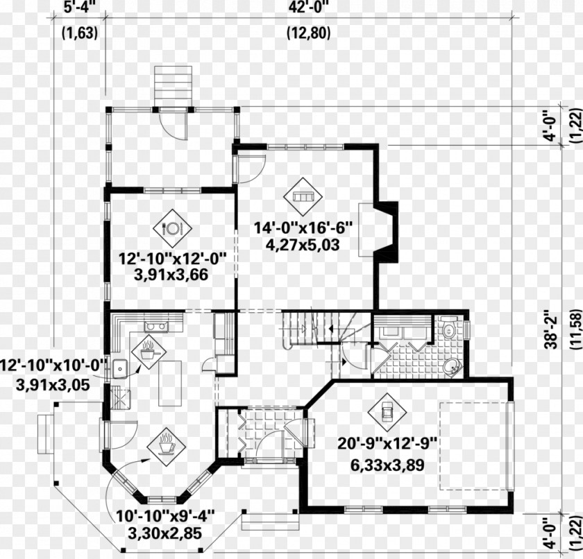 VICTORIAN HOUSE Floor Plan Technical Drawing PNG