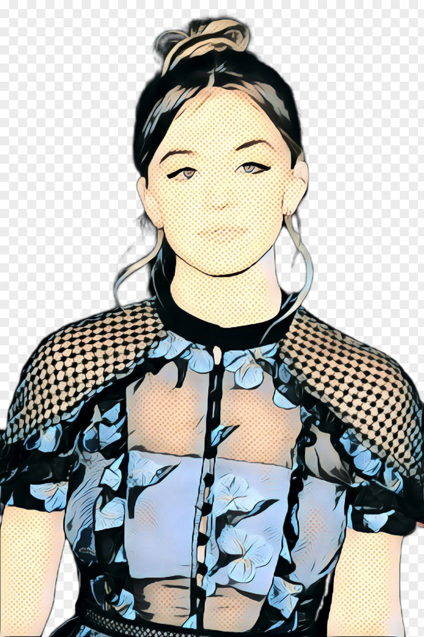 Fashion Illustration Gesture Cartoon Black Hair Neck PNG