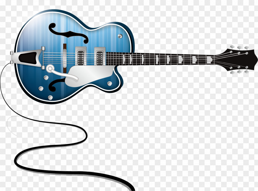 Vector Blue Guitar Bass Acoustic Electric Musical Instrument PNG