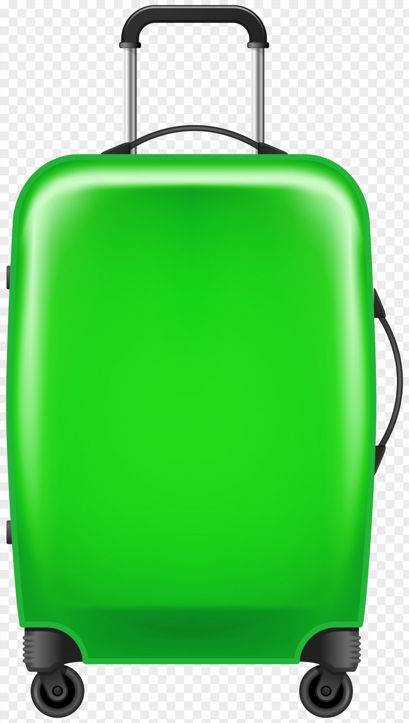 Green Travel Hand Luggage Suitcase Baggage Trolley Clip Art PNG