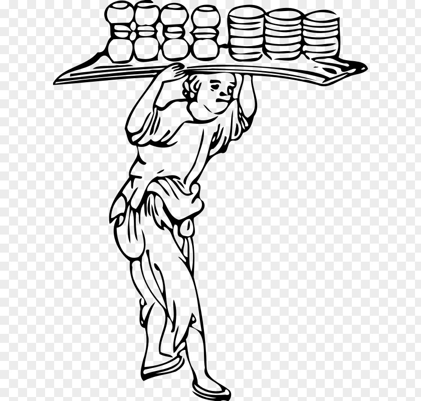 Man Carrying Drawing Pottery Clip Art PNG