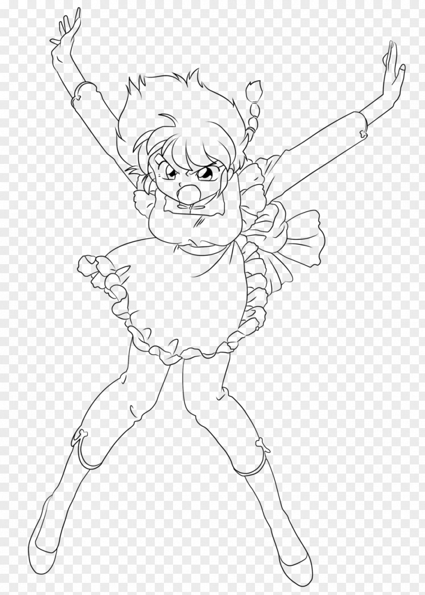 Ranma 1/2 Line Art Drawing White Cartoon Character PNG
