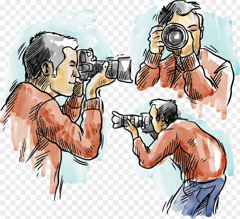 Vector Hand-painted By Professional Photographers Photographer Watercolor Painting Photography PNG