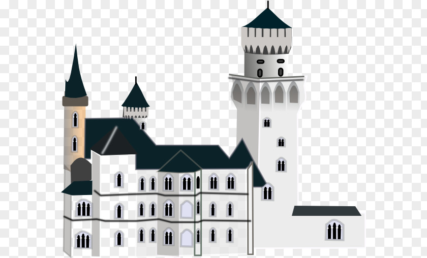 Castle Outline Neuschwanstein Fortification Clip Art PNG