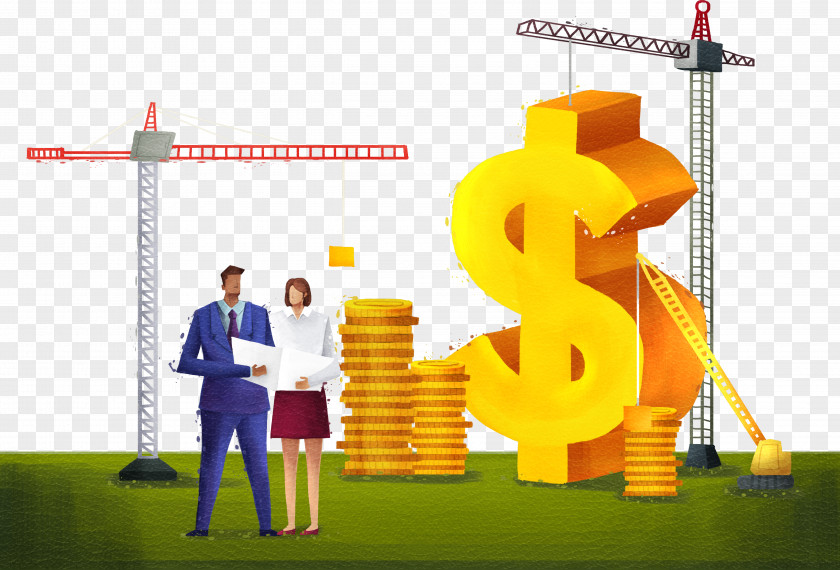 Dollar Sign And Crane Architectural Engineering Architecture Illustration PNG