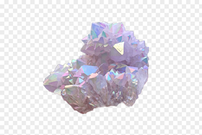 Purple Metal-coated Crystal Quartz Cluster Amethyst PNG