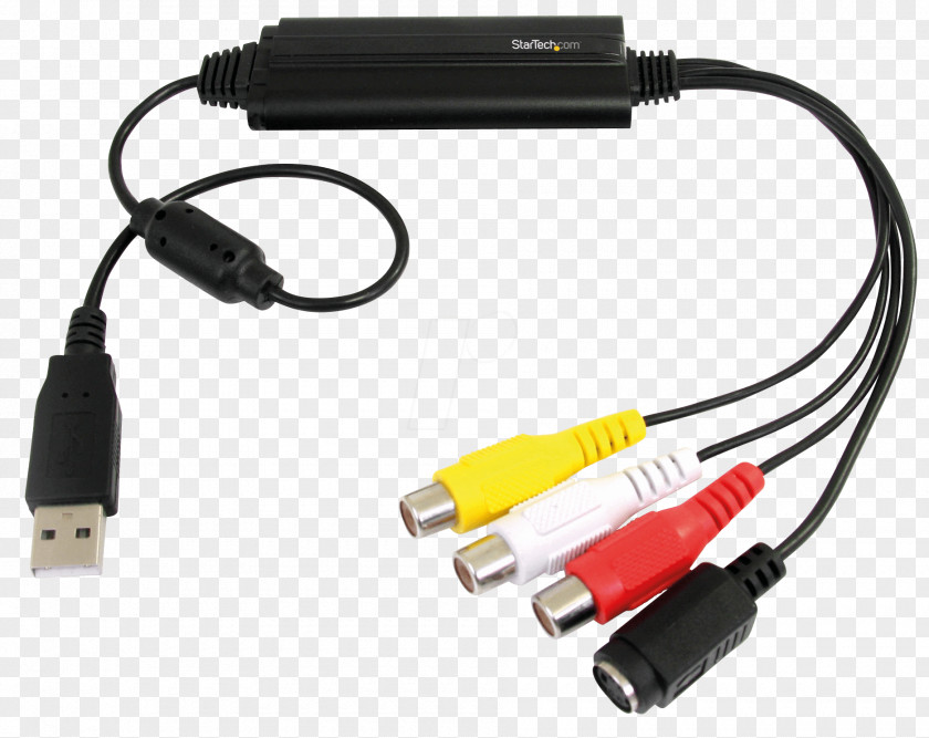 Video Capture AdapterUSB 2.0Black Composite VideoUSB VHS StarTech.com S-Video & To USB Device Cable W/ Audio PNG