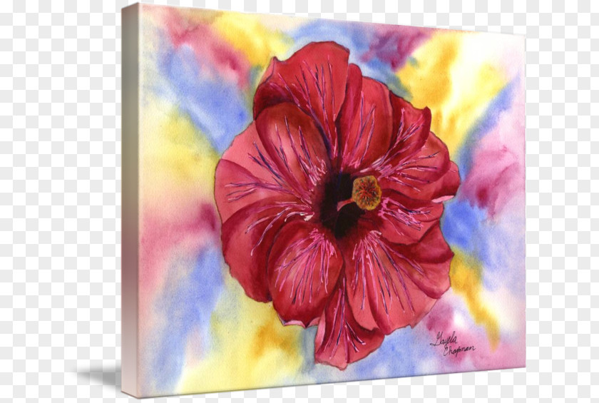 Hibiscus Watercolor Painting Acrylic Paint Art Floral Design PNG