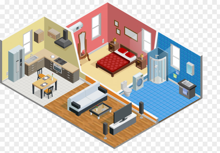 House Living Room Drawing Isometric Projection PNG
