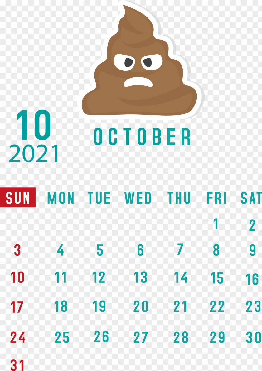 October 2021 Printable Calendar PNG