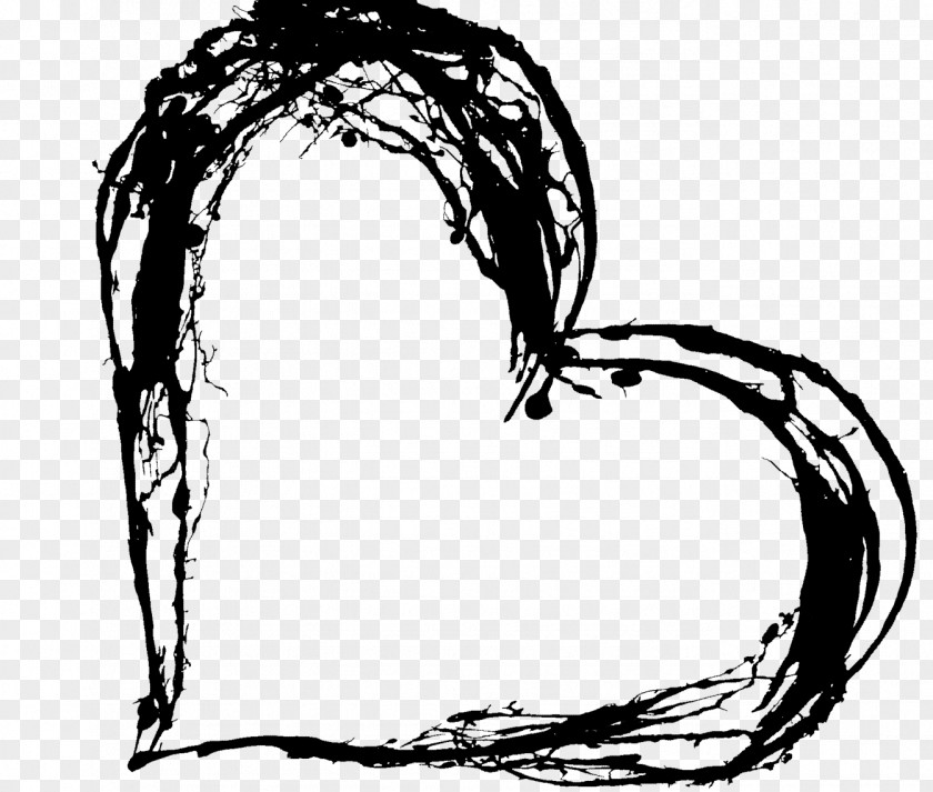 Heart Outline Black And White Line Art Monochrome PNG