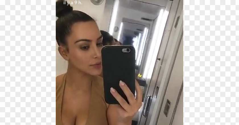 Kanye West Kim Kardashian Selfie Mobile Phones Pregnancy Brown Hair PNG
