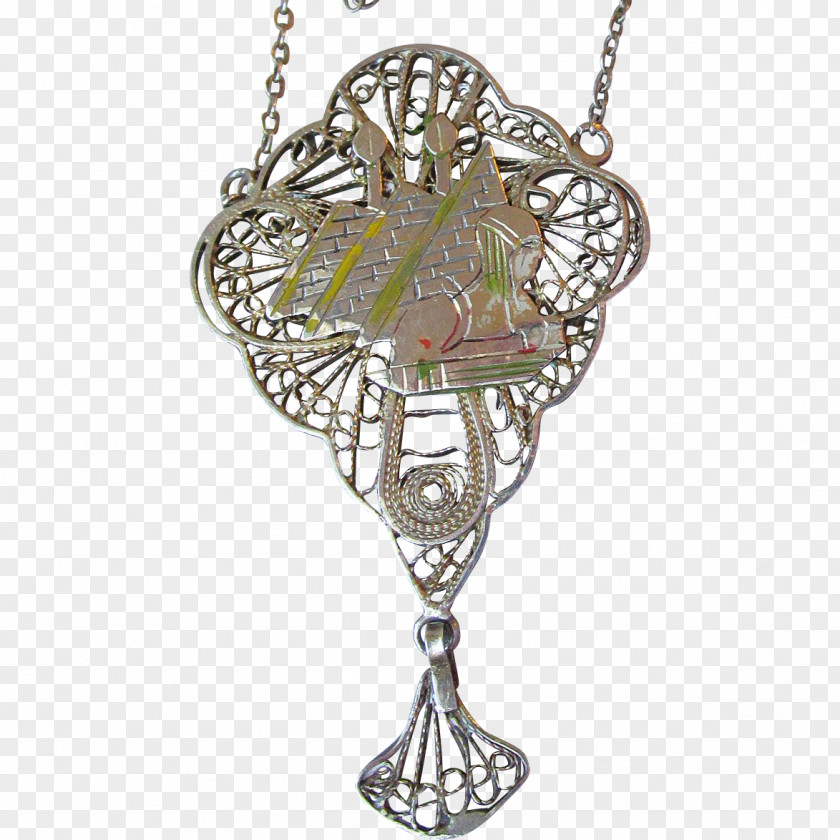 Locket Necklace Filigree Silver Jewellery PNG