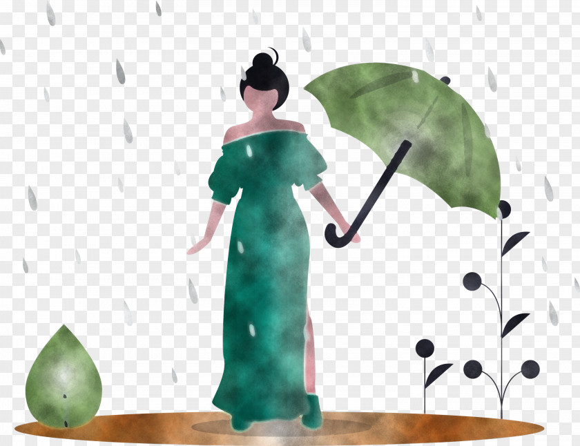 Raining Spring Woman PNG