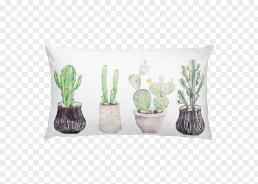 Watercolor Cactus Throw Pillows Cushion Succulent Plant Cactaceae PNG