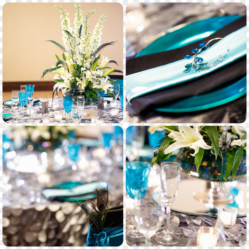 Design Floral Turquoise Centrepiece Table-glass PNG