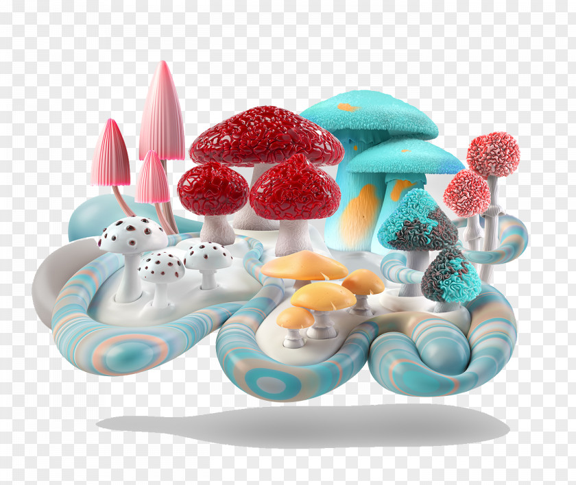 Delicate Mushrooms Illustrator Mushroom 3D Computer Graphics Art Illustration PNG