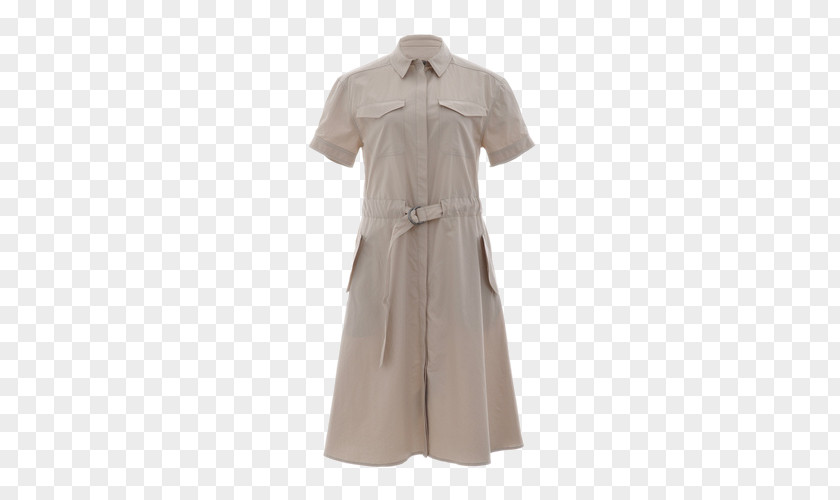 Ms. Short-sleeved Dress Lapel Beige Neck PNG