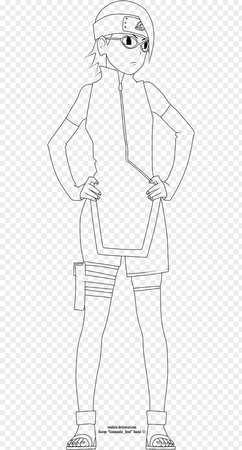 Sarada Uchiha Line Art Finger Drawing PNG