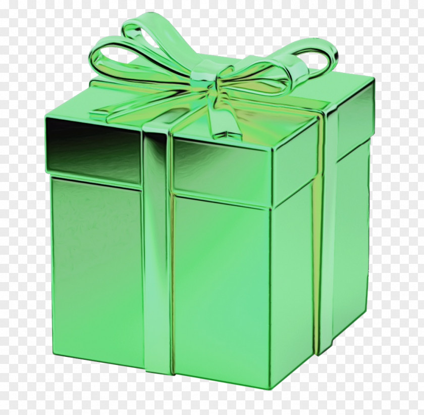 Shipping Box Rectangle Green Present Turquoise Ribbon Gift Wrapping PNG