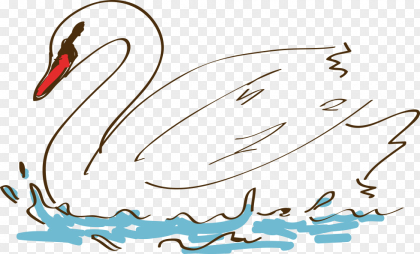 Hand-painted Swan Cygnini Drawing Clip Art PNG