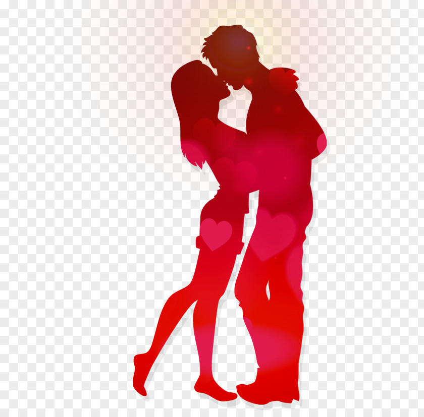 Cartoon Couple Silhouettes Creative Kiss Love Intimate Relationship Passion PNG
