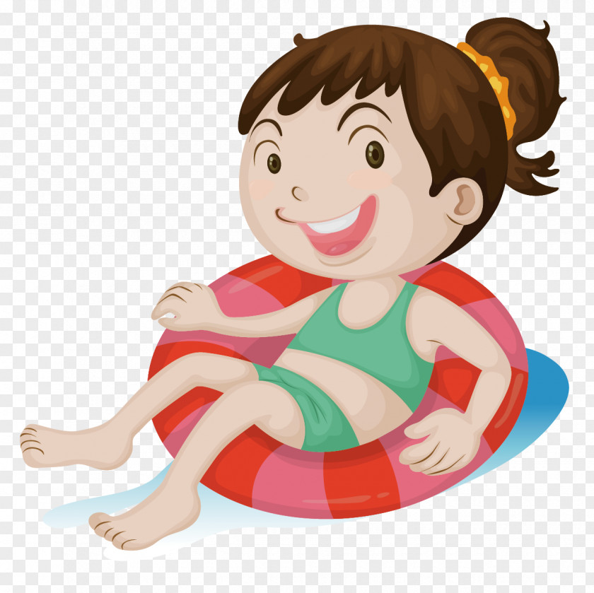 Child Sitting On A Spare Tire Vector Drawing Swimming Royalty-free Illustration PNG