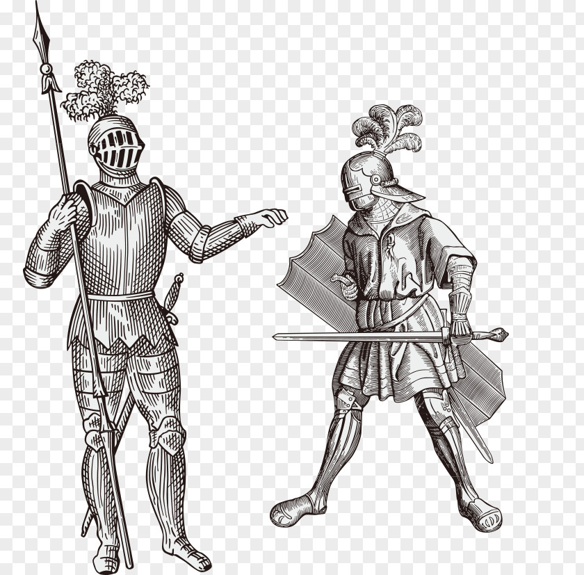Creative Hand-painted Warrior Europe Knight Euclidean Vector PNG