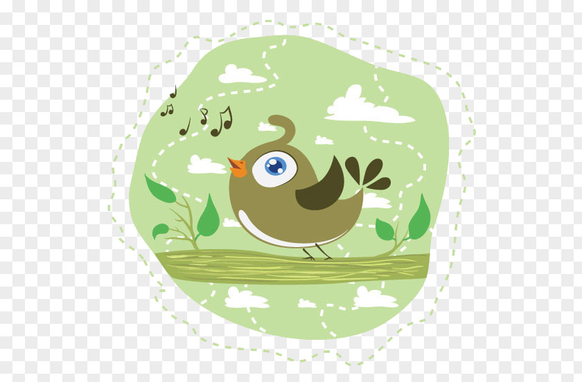 Green Background Birds Bird Cartoon Singing Illustration PNG