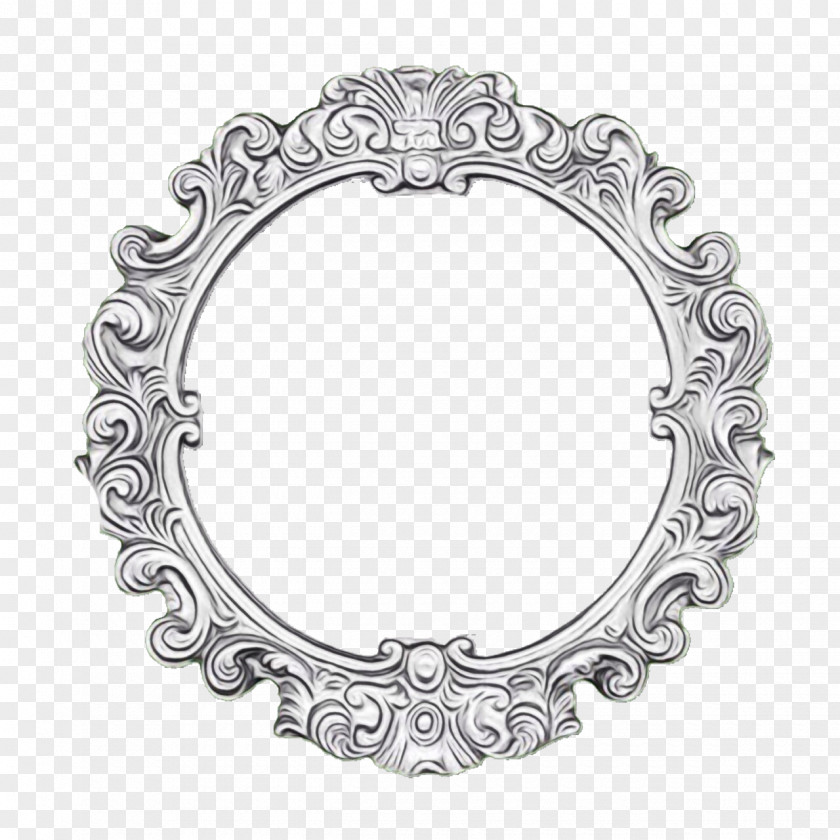 Mirror Silver Circle Background Frame PNG