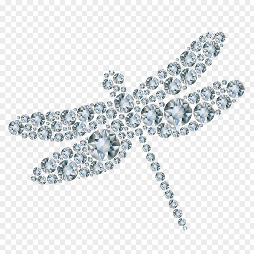Realistic Shiny Diamond Dragonfly Jewellery PNG
