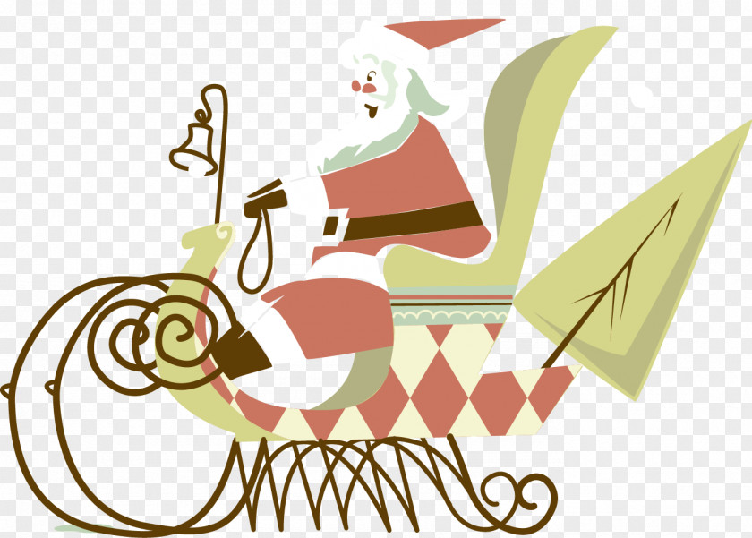 Hand-painted Santa Claus Driving Reindeer Christmas Snowman Art PNG