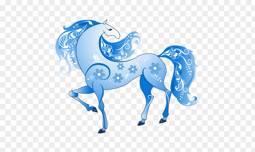 Blue Cartoon Horse Royalty-free PNG