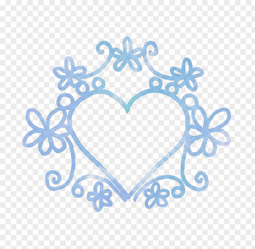 Blue Hand-painted Illustration Frame Heart And Flo PNG