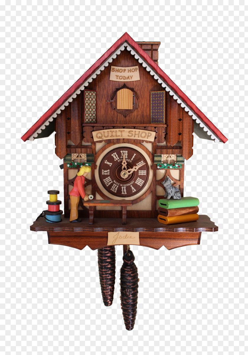 Clean Sweep Cuckoo Clock Black Forest Quilt Quartz PNG