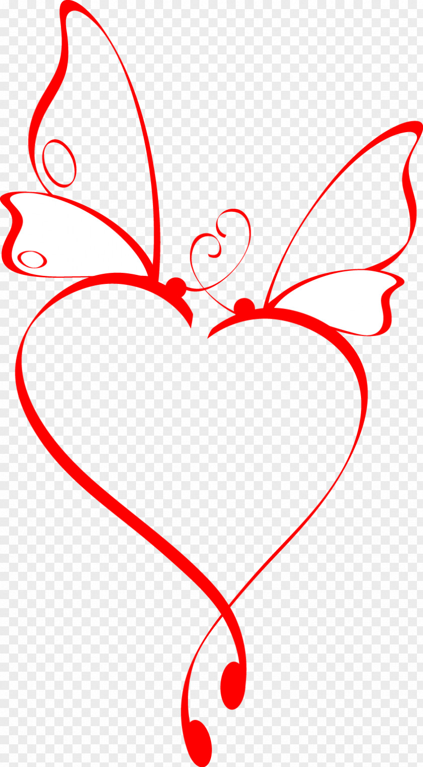 Line Butterfly Heart Tattoo PNG